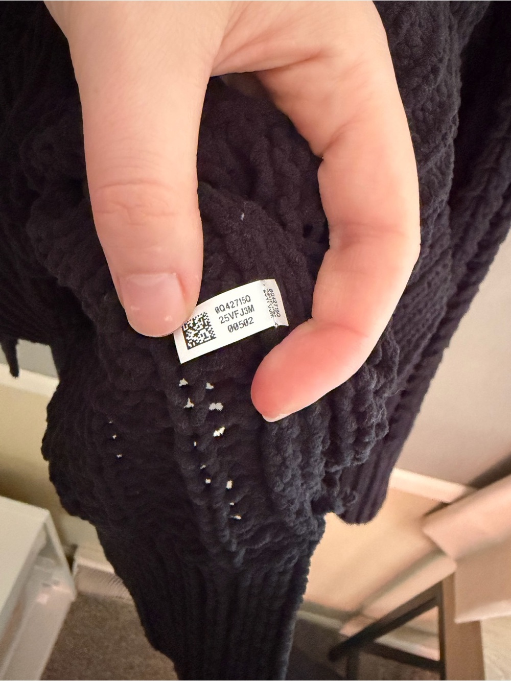 Aerie Cable Car 1/4 Zip Sweater Black Pullover Chenille Open Weave Chunky Knit - Picture 9 of 13